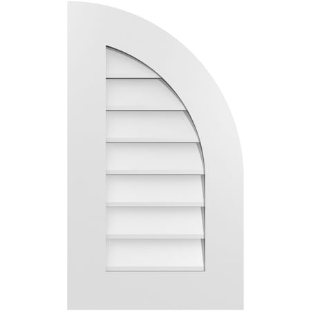 Ekena Millwork Quarter Round Top Right Surface Mount PVC Gable Vent w/ 3-1/2"W x 1"P Standard Frame, 16"W x 28"H GVPQR16X2801SN